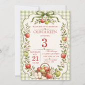 Groene Gingham Appelboomgaard Verjaardag Herfst Kaart (Voorkant)