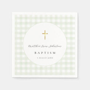 Groene Gingham Baby Doop Papier  Servet
