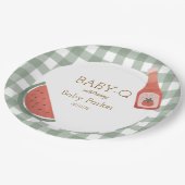 Groene Gingham Baby-Q Ronde Bord (Gekanteld)