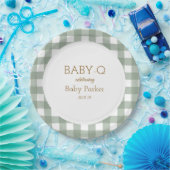 Groene Gingham Baby-Q Ronde Bord 2 (Feest)