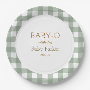 Groene Gingham Baby-Q Ronde Bord 2