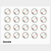 Groene Gingham Baby-Q Ronde Sticker (Vel)