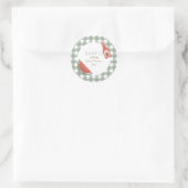 Groene Gingham Baby-Q Ronde Sticker (Tas)