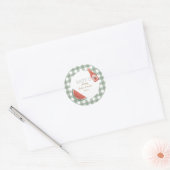 Groene Gingham Baby-Q Ronde Sticker (Envelop)