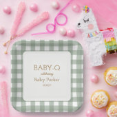 Groene Gingham Baby-Q Vierkante Bord 2 (Feest)