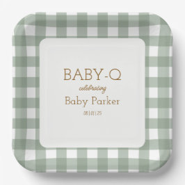 Groene Gingham Baby-Q Vierkante Bord 2