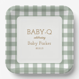 Groene Gingham Baby-Q Vierkante Bord 2
