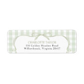 Groene Gingham Baby Shower Etiket (Voorkant)