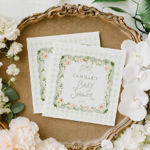 Groene Gingham Baby Shower Servetten