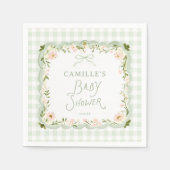 Groene Gingham Baby Shower Servetten (Voorkant)