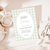 Groene Gingham Baby Shower Uitnodiging