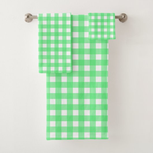 Groene gingham bad handdoek (Insitu)