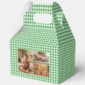 Groene Gingham Ballonnen Aangepaste Foto Verjaarda Bedankdoosjes (Achterkant)