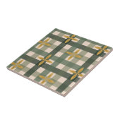 Groene Gingham & Bladeren Keramische Tegels Tegeltje (Zijkant)
