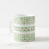 Groene Gingham Bloemkeramiek, 11oz, loodvrij Koffiemok (Voorkant links)