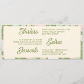 Groene Gingham Boog Bruiloft Diner Menu met Wilde (Achterkant)
