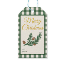Groene Gingham Botanische Kerstmis