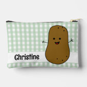 Groene Gingham Bruine Aardappel Op Maat Etui (Achterkant)