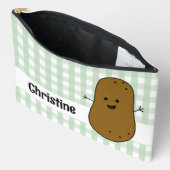 Groene Gingham Bruine Aardappel Op Maat Etui (Open)