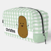 Groene Gingham Bruine Aardappel Op Maat Toilettasje (Rechterhoek)