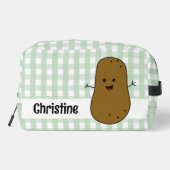 Groene Gingham Bruine Aardappel Op Maat Toilettasje (Achterkant)