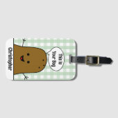 Groene Gingham, Bruine Aardappel, Uw Tas, Custom Bagagelabel (Voorkant (horizontaal))