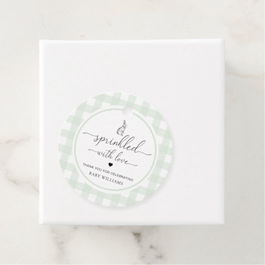Groene Gingham Bunny Rabbit met liefde Bedankjes Labels (In situ)