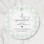 Groene Gingham Bunny Rabbit met liefde Bedankjes Labels (Voorkant)