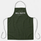 Groene gingham check grill master gepersonaliseerd schort (Voorkant)