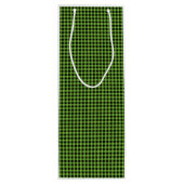 Groene Gingham Controleer Classic Christmas Black Wijn Cadeautas (Achterkant)