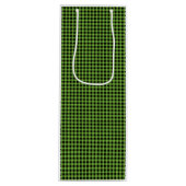 Groene Gingham Controleer Classic Christmas Black Wijn Cadeautas (Voorkant)