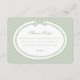 Groene Gingham Coquette Bow Deel een Recept Informatiekaartje