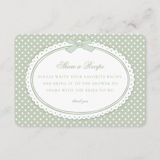 Groene Gingham Coquette Bow Deel een Recept Informatiekaartje (Voorkant)