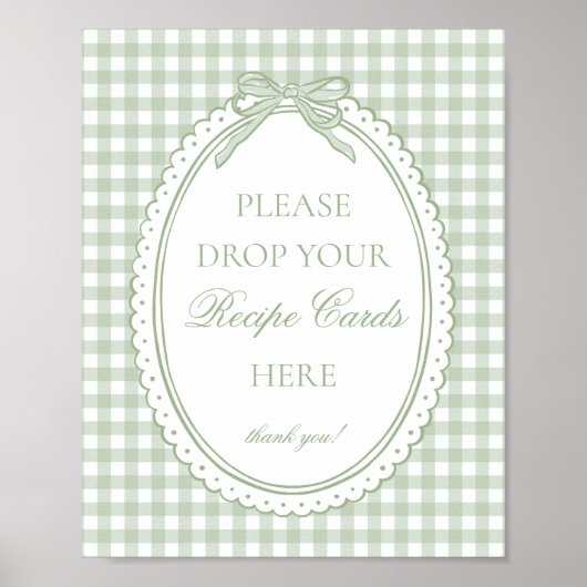 Groene Gingham Coquette Bow Deel een Recept Poster (Voorkant)