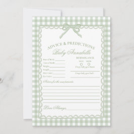 Groene Gingham Coquette Strik Advies voor Babykaar Kaart