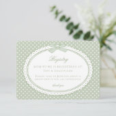Groene Gingham Coquette Strik Baby Cadeau Lijst Informatiekaartje (Staand voorkant)
