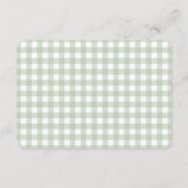 Groene Gingham Coquette Strik Baby Cadeau Lijst Informatiekaartje (Achterkant)