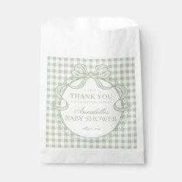Groene Gingham Coquette Strik Baby Shower Dessert Bedankzakje