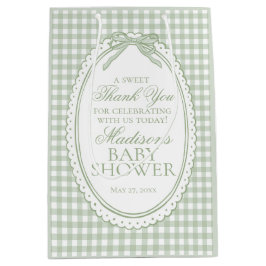 Groene Gingham Coquette Strik Baby Shower Favoring Medium Cadeauzakje