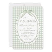 Groene Gingham Coquette Strik Baby Shower