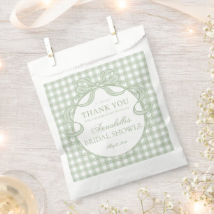 Groene Gingham Coquette Strik Bruidsdiner Dessert Bedankzakje