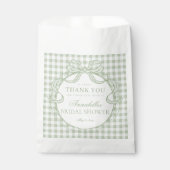 Groene Gingham Coquette Strik Bruidsdiner Dessert Bedankzakje (Voorkant)