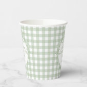 Groene Gingham Coquette Strik Bruidsdouche Papieren Bekers (Links)