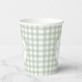 Groene Gingham Coquette Strik Bruidsdouche Papieren Bekers (Rechts)