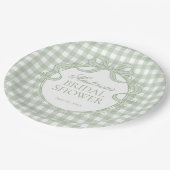 Groene Gingham Coquette Strik Bruidsdouche Papieren Bordje (Gekanteld)