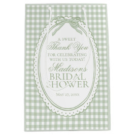 Groene Gingham Coquette Strik Bruidsfeest Favoren Medium Cadeauzakje