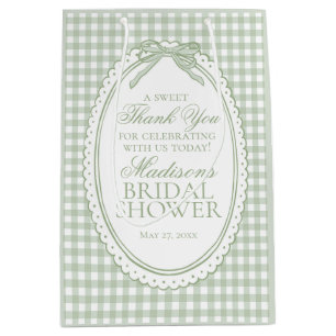 Groene Gingham Coquette Strik Bruidsfeest Favoren Medium Cadeauzakje
