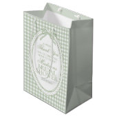 Groene Gingham Coquette Strik Bruidsfeest Favoren Medium Cadeauzakje (Voorkant Gekanteld)