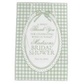 Groene Gingham Coquette Strik Bruidsfeest Favoren Medium Cadeauzakje (Achterkant)
