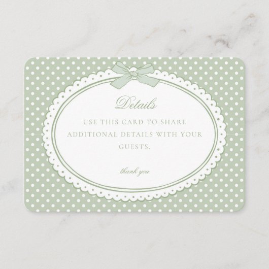 Groene Gingham Coquette Strik Details Kaart (Voorkant)